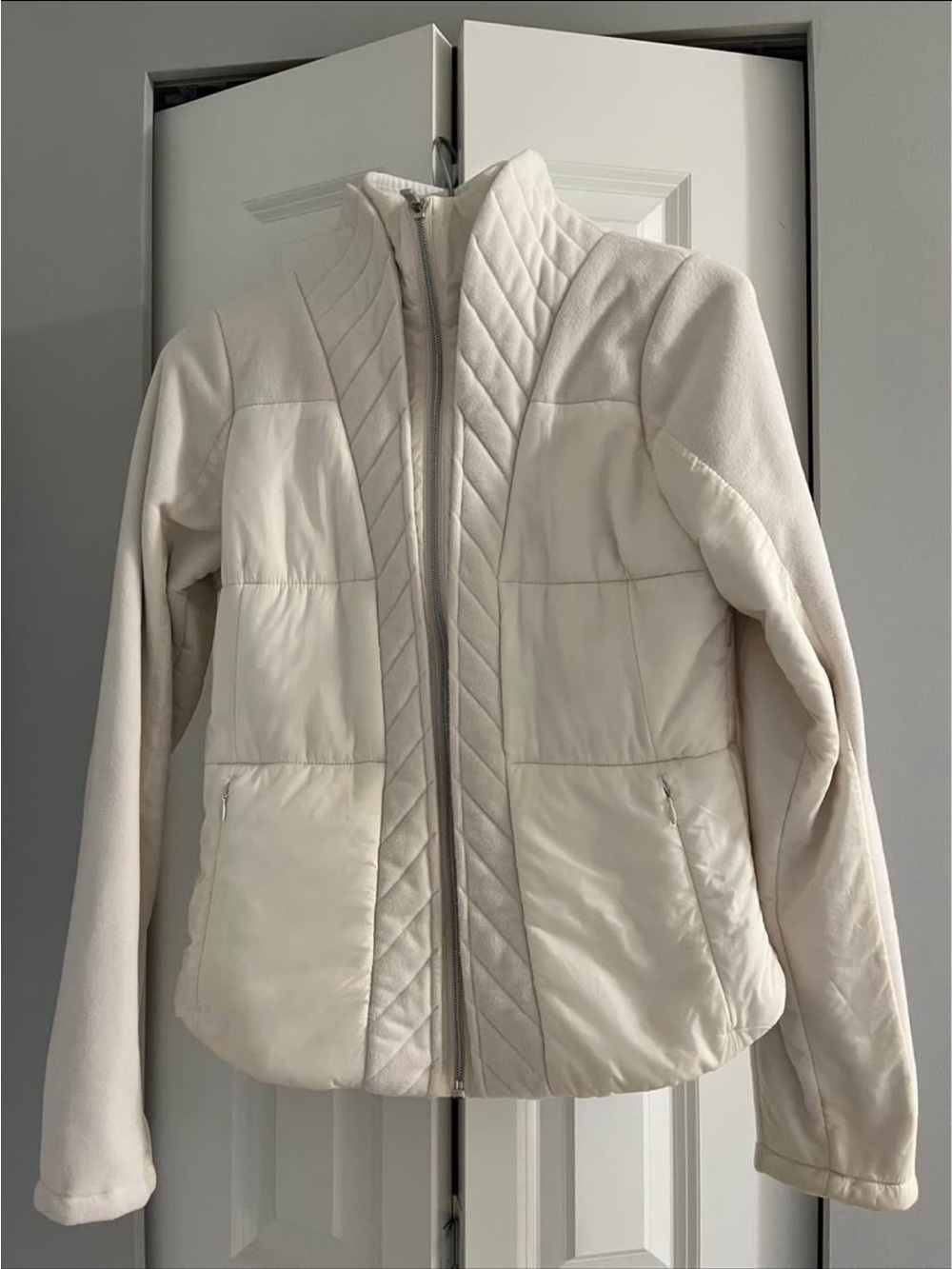 lululemon athletica Cream Quilted Zip Jacket